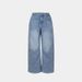 Light Blue High-Waisted Curved Hem Jeans For Women – Loose Fit Wide-Leg Denim Pants With Relaxed Streetwear Vibe (Summer Staple)_mkmklike.com