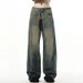 Men's Vintage Washed Straight Wide-Leg Jeans – Retro Clean Fit Cotton Denim Pants Men's Clothing_mkmklike.com