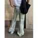 Men's Clothing High Street Retro Washed Distressed Dirty Ripped Jeans Men And Women Trendy Loose Straight Casual Trousers_mkmklike.com