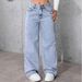 New Light Blue Washed Wide Leg Jeans For Women, Source Factory, Loose Fit, Floor Length, Cross Border Supply._mkmklike.com