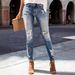 Women's Clothing Summer New Hole Elastic Slim Fit Jeans Women_mkmklike.com
