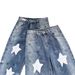 Vintage Distressed Paint Graffiti Star Straight Loose Fit Jeans For Men - Retro Denim Pants With Washed Effect, Comfortable Casual Trousers_mkmklike.com