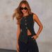 Women's Clothing Solid Color Loose Fashion Long Sleeved Denim Suit Wide Leg Pants_mkmklike.com