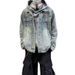 Men's Heavy Duty Studded Denim Jacket American Style Distressed Wash Loose Silhouette Design Top For Spring Autumn Niche_mkmklike.com