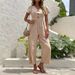 Women's casual commuting nine-point pants summer wide-leg jumpsuit women_mkmklike.com
