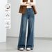 Xinge Niche Design Straight-Leg Jeans For Women, New Spring Collection, Patchwork Shadow Slimming High-Waisted Washed_mkmklike.com