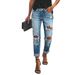 Women's Straight Leg Jeans Ripped Details Stretch Cigarette Pants European American Style Denim_mkmklike.com