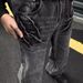 Men's Clothing Cleanfit Distressed Retro Gradient Washed Color Straight Leg High Black And Gray Jeans_mkmklike.com