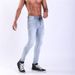 "Men's Slim Fit Stretch Jeans – Steel Blue Tapered Denim Pants With Comfort Flex (Skinny, All-Season, Modern Style)"_mkmklike.com