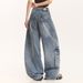 Trendy American Silhouette Scimitar Jeans Men's High Street Design Pants Washed Straight Wide-leg Trousers_mkmklike.com