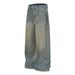 Men's Loose Wide Leg Jeans Retro Style Trendy Washed Distressed High Street Design Clothing_mkmklike.com