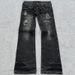 Men's Clothing Retro Double Waist Tie Flared Jeans Street Washed Old Hole Mopping Pants_mkmklike.com