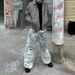Men's Clothing Men's Retro American High Street Trendy Loose Fitting Floor Length Jeans 3D Printed For Formal & Casual_mkmklike.com