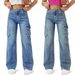 Women's High Waist Vintage Multi-Pocket Straight Leg Jeans - Comfortable Stretch Denim For Casual & Streetwear Fashion_mkmklike.com