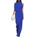 Women's clothing pants solid color one-shoulder pile collar jumpsuit hot selling hot dress pants_mkmklike.com