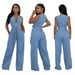 Women's Clothing Tight Waist Slim Elastic Washed Denim Jumpsuit_mkmklike.com