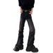 Men's Clothing Pleated Bell Bottoms Niche Design Heavy Washed Black And Gray Jeans_mkmklike.com