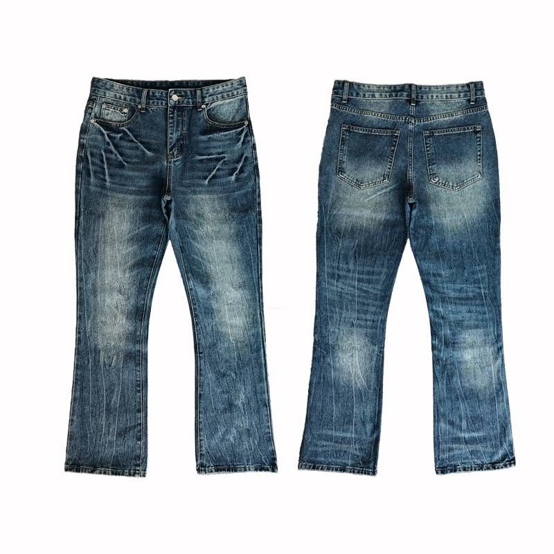 blue y2k boyfriend style men jeans pants hip hop fashion wash Sport vintage baggy mid waist mens flare pants_mkmklike.com