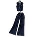 Women's Clothing Fashion V Neck Line Pocket Denim Top High Waist Drape Wide Leg Pants Suit_mkmklike.com
