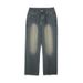 LKTM Men's Retro Nostalgic Vintage Green Jeans Straight Leg Loose Fit Casual High Street Pants Wear & Archer0603_mkmklike.com