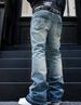 Men's Premium Washed Denim Jeans - 3D Metal "HELLO" Letter & Splatter Paint Hip-Hop Jeans_mkmklike.com
