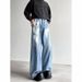 Retro Graffiti Paint Splatter Loose Fit Casual Straight Leg Wide Pants Denim Jeans For Men Breathable Polyester Fabric_mkmklike.com