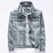 Men's Clothing Handsome Denim Jacket Korean Style Denim Jacket - Trendy Slim Fit Casual Coat With Light Wash - Youthful Streetwear For All Seasons_mkmklike.com