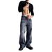 Vintage Blue Straight Leg Bootcut Jeans For Men - Retro High Street Style Stretch Denim Pants With Relaxed Fit & Distressed Wash_mkmklike.com