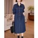 ELLE Elegant Long Sleeve Denim Dress For Women, Spring And Plus Size Shirt Collar Casual Dress, New Autumn Women's Fashion_mkmklike.com