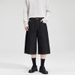LKTM Men's Minimalist Wide Leg Cropped Jeans Loose Fit Raw Denim Unisex Cleanfit Shorts_mkmklike.com