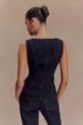 K Women's Button Up High Waisted Denim Top And Pants Set_mkmklike.com