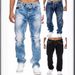 Men's Classic Straight Leg Jeans - Comfortable Cotton Denim Pants With Multiple Pockets For Casual Wear (S-3XL, Light Blue/Dark Blue/Black)_mkmklike.com