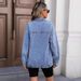 Women's Distressed Denim Jacket Relaxed Fit round Neck Zip up Casual Style for Everyday Wear_mkmklike.com