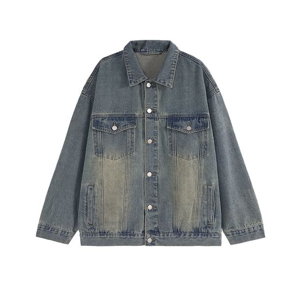 Jie Zhan Men's Clothing|American Retro Washed Denim Jacket 2025 Spring Autumn Coat American Street Style Distressed Top_mkmklike.com