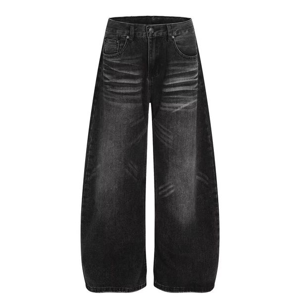 Retro Washed Whiskered Cleanfit Jeans Loose Fit Straight Leg Blue Cotton Trousers for Men And Women Versatile Cool Style_mkmklike.com