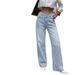 Women's High-Waisted Wide-Leg Jeans – Vintage Washed Flowy Denim Pants For Effortless Boho Chic_mkmklike.com