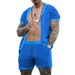 Men's hollowed out perspective cool casual thin men's short sleeved shorts set_mkmklike.com