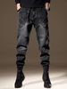 Men’s Korean Streetwear Jeans – Oversized Drop-Crotch With Tapered Cuffs, Urban Baggy Fit & Stretch Comfort_mkmklike.com