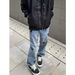 Men's Ice Blue Lightning Embroidered Jeans - Slim Fit Straight Leg & Slight Flare Denim Pants For Summer, Retro High Street Style_mkmklike.com