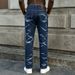 Men's Retro Washed Floral Jeans Loose Straight Leg Pants_mkmklike.com