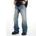 Men's Clothing American Style Gradient Washed Ripped Jeans Men's Retro Light Color Flared Hip Hop Casual Pants_mkmklike.com