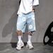 Men's Superstar Cotton Flower Print Denim Shorts - 5-Inch Distressed Fringe Streetwear Shorts_mkmklike.com