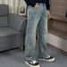 Men's Trendy Korean Style Distressed And Clean Washed High Quality Loose Fitting Harem Jeans Casual Versatile Denim_mkmklike.com