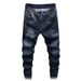 Large Size Men's Ribbed Elastic Elastic Waist Straight Jeans Men's Fattened Plus Size Washed Business Jeans Men's_mkmklike.com