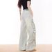 Men And Women Fashion Jeans Cargo Multi-Pocket Decorative Casual Straight Wide-Leg Pants High Street Hip-Hop_mkmklike.com