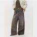 Vintage Washed Grey Wide-Leg Jeans – Unisex 90s Streetwear Denim With Distressed Details & Oversized Fit (Dropped Hem For Retro Styling)_mkmklike.com