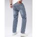 Men's Straight Leg Jeans Stretchy Comfortable Navy Blue Slimming All Seasons_mkmklike.com
