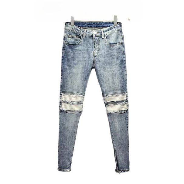 Men's Jeans Nine-point Pants Slim Double Zipper Stretch Casual Pants Long_mkmklike.com