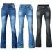 Women's Clothing Jeans Tight Elastic Tassel Flared Pants Trousers Solid Color Jeans_mkmklike.com