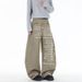 Men's Casual Khaki Jeans With Letter Print – Relaxed Straight Fit, Distressed Hem, Trendy Fall Fashion_mkmklike.com
